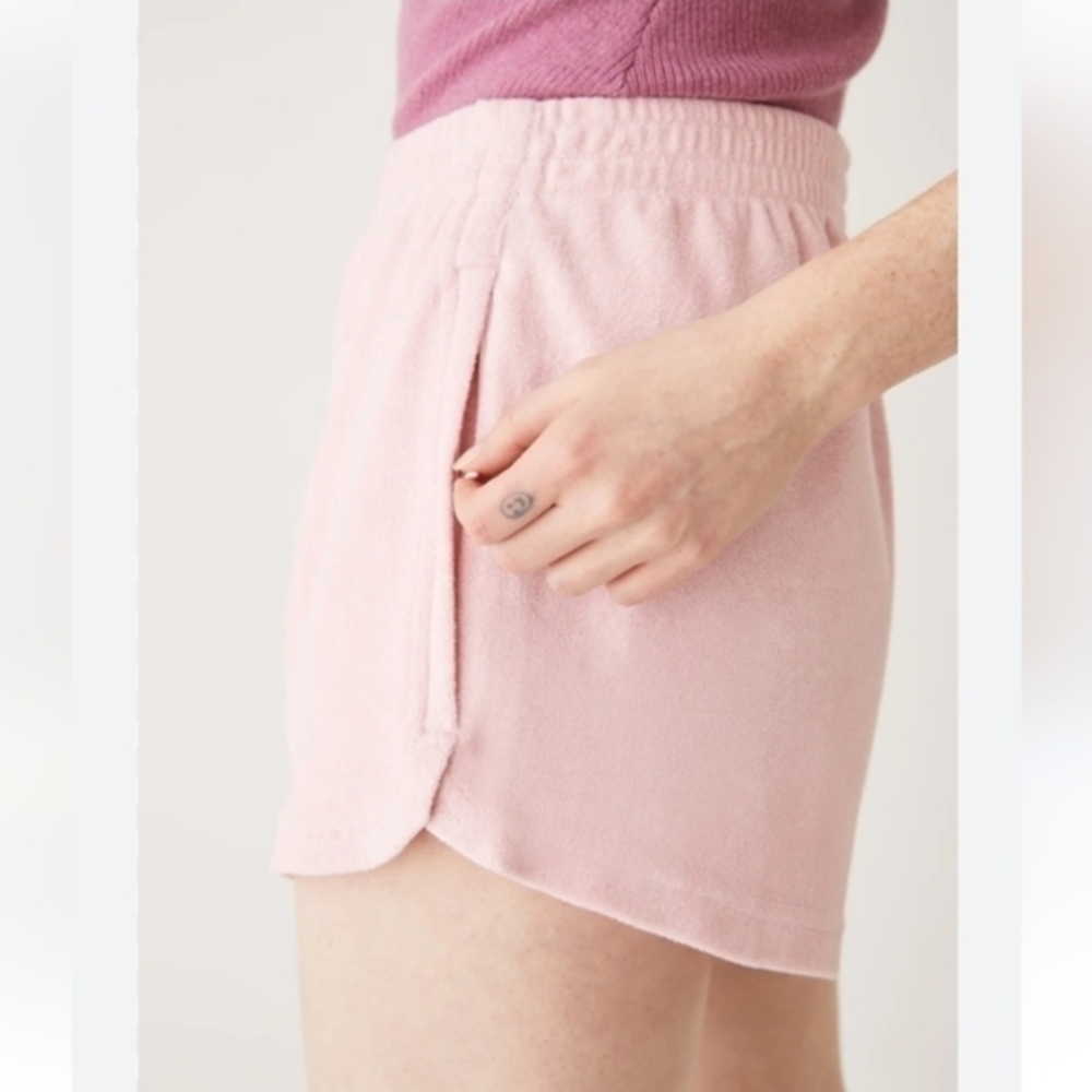 NWT Frank‎ and Oak Plush terry organic cotton retro shorts,light pink,S - Picture 3 of 16